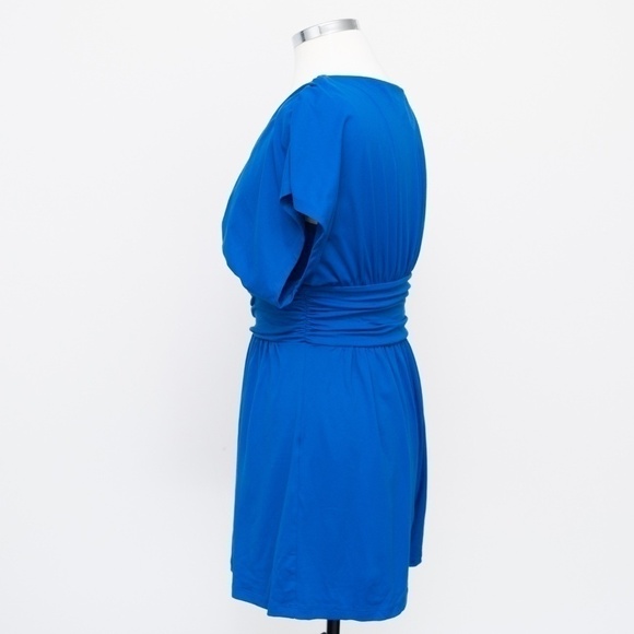 Susana Monaco Gathered V-Neck Stretch Romper | Sapphire Blue | L | NWT - Picture 9 of 12